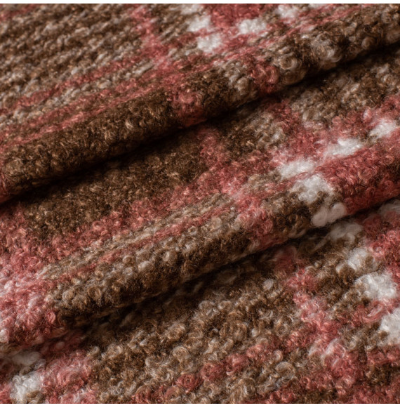 Stof-polar-bouclette-geruiten-bruin-en-oud-roze