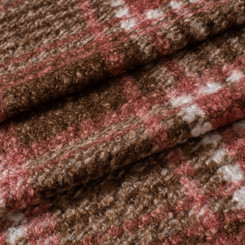 Stof-polar-bouclette-geruiten-bruin-en-oud-roze