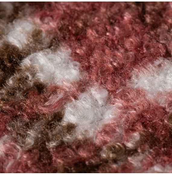 Stof-polar-bouclette-geruiten-bruin-en-oud-roze
