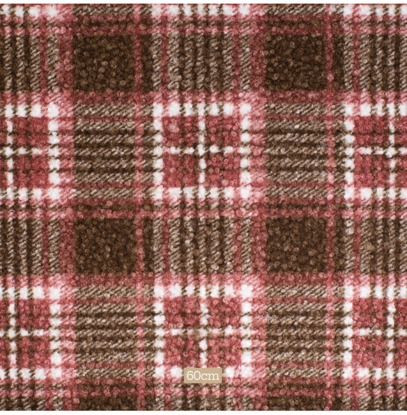 Stof-polar-bouclette-geruiten-bruin-en-oud-roze