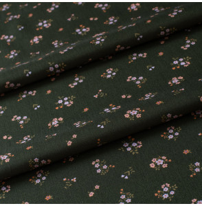 Stof-katoen-groen-met-kleine-bloemen