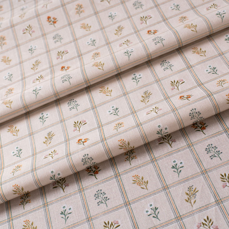 Tissu-coton-beige-herbier-carreaux