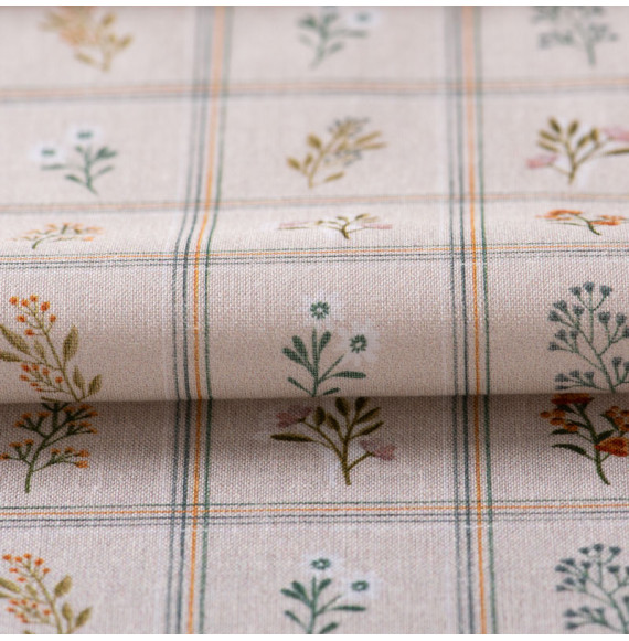 Tissu-coton-beige-herbier-carreaux