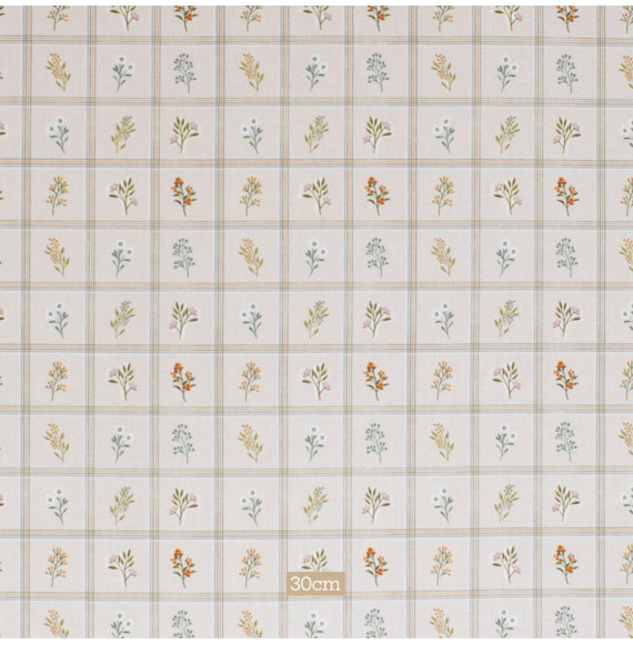 Tissu-coton-beige-herbier-carreaux