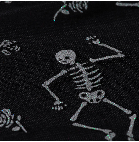 Tissu-tulle-Halloween-squelette-paillette-irisée-sur-fond-noir