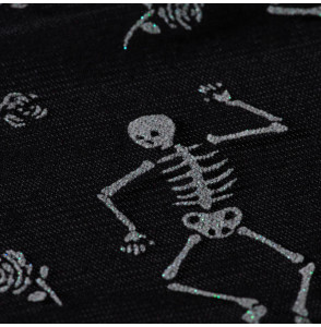Tissu-tulle-Halloween-squelette-paillette-irisée-sur-fond-noir