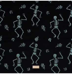 Tissu-tulle-Halloween-squelette-paillette-irisée-sur-fond-noir
