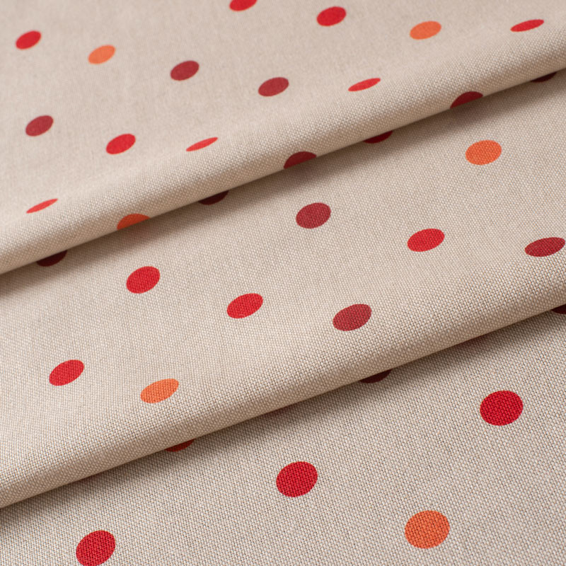 Tissu-look-lin-pois-rouge