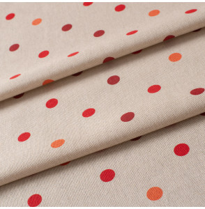 Tissu-look-lin-pois-rouge