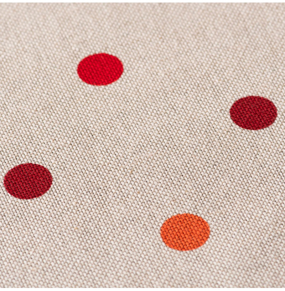 Tissu-look-lin-pois-rouge