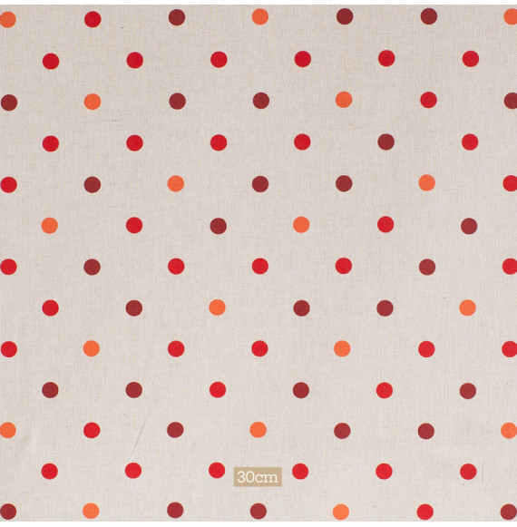 Tissu-look-lin-pois-rouge