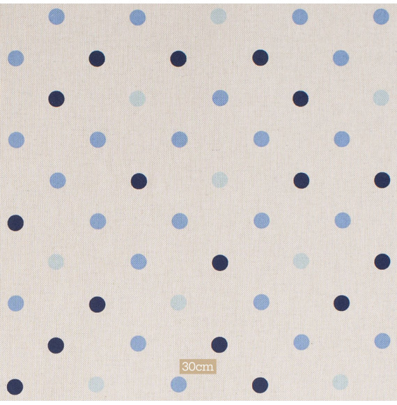 Linnenlook-stof-met-blauwe-stippen
