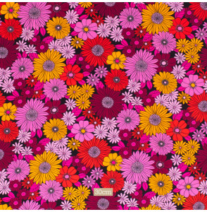 Tissu-viscose-fleuri-orange-et-rose