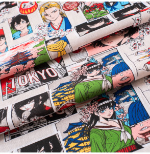 Tissu-coton-manga-multicolore