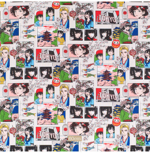 Tissu-coton-manga-multicolore