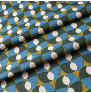 Tissu-bachette-coton-géométrique-vert-et-bleu