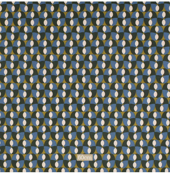 Tissu-bachette-coton-géométrique-vert-et-bleu