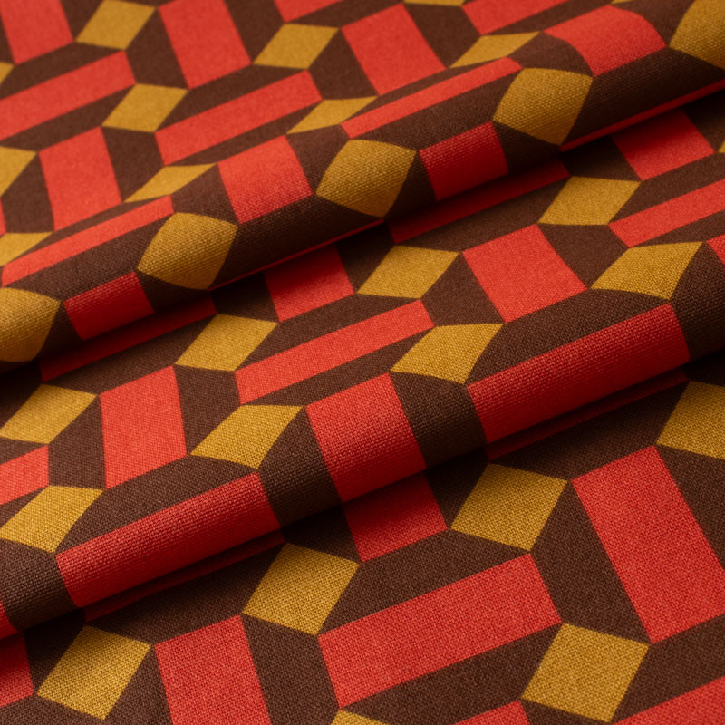 Tissu-bachette-coton-géométrique-ocre-et-brun