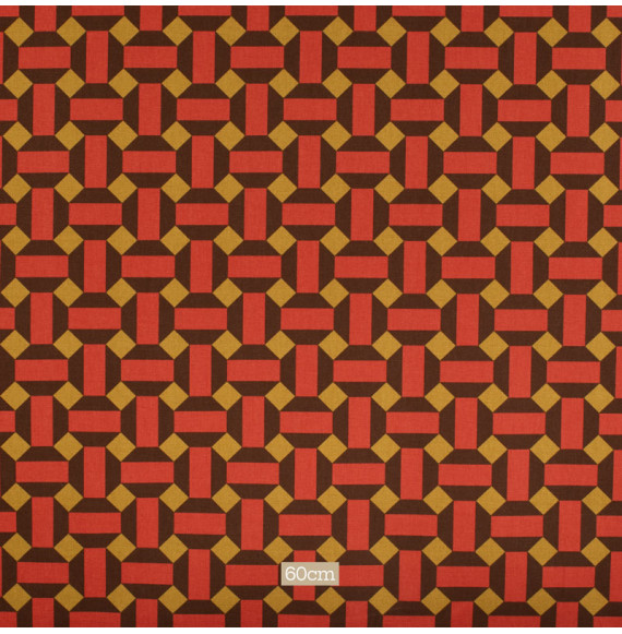 Tissu-bachette-coton-géométrique-ocre-et-brun