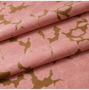 Stof-ribfluweel-met-bloemen-roze-et-oker