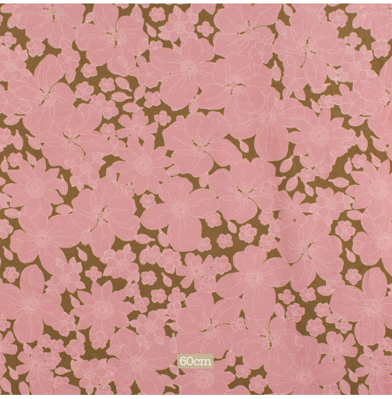 Stof-ribfluweel-met-bloemen-roze-et-oker