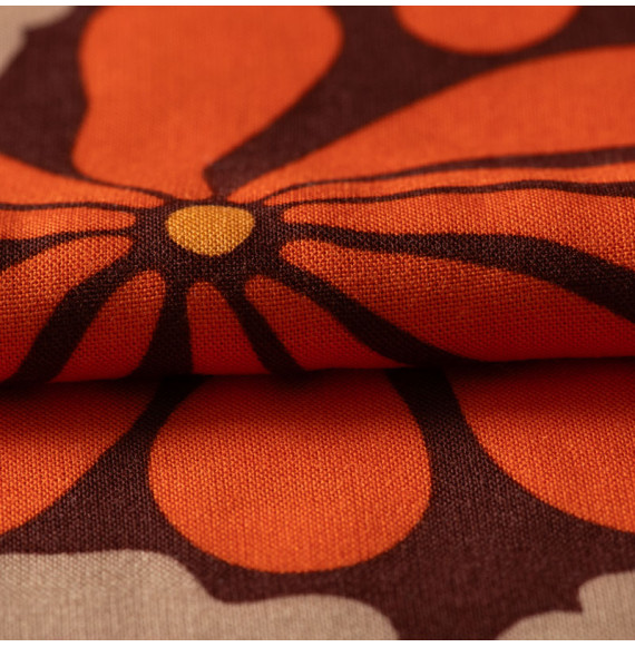 Tissu-viscose-fleuri-vintage-orange