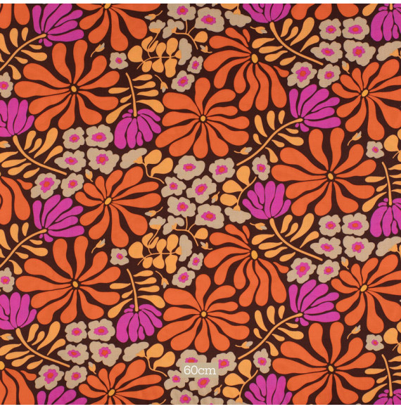 Tissu-viscose-fleuri-vintage-orange