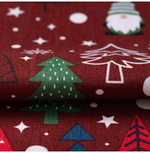 Tissu-coton-bordeaux-Noël-gnome