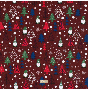 Tissu-coton-bordeaux-Noël-gnome