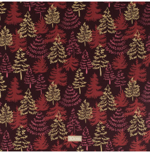 Tissu-coton-bordeaux-Noël-sapin-doré