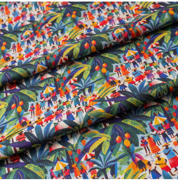 Tissu-coton-multicolore-plantation-africaine