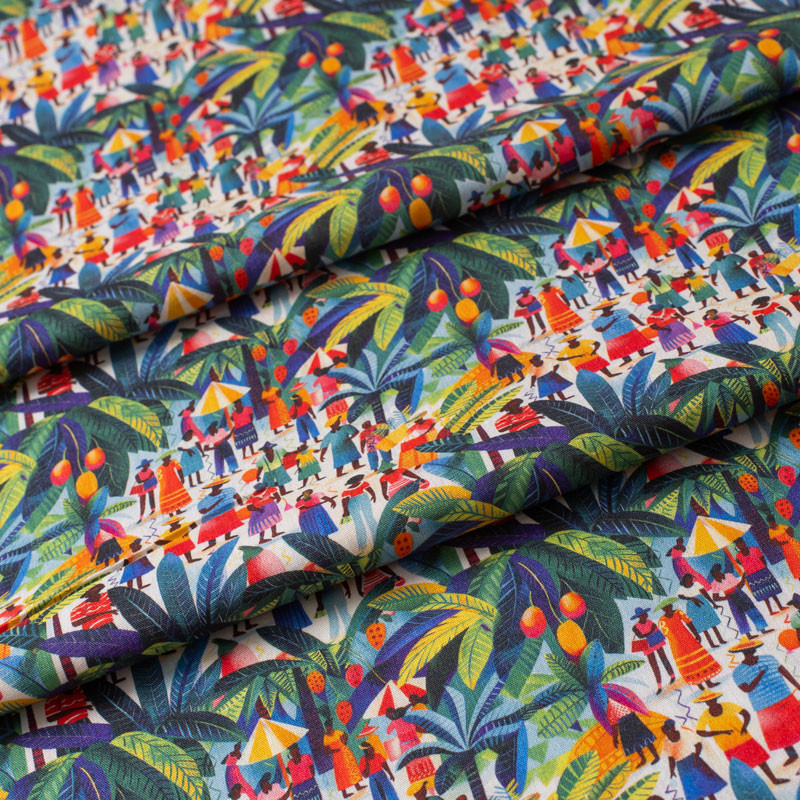Tissu-coton-multicolore-plantation-africaine