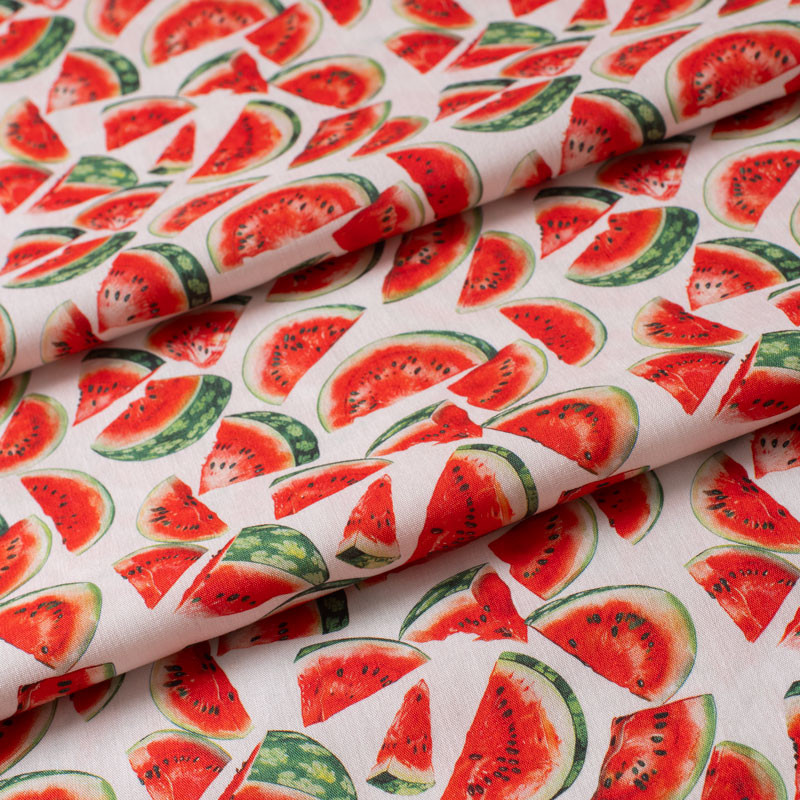 Tissu-coton-blanc-pastèque
