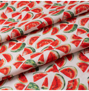 Tissu-coton-blanc-pastèque