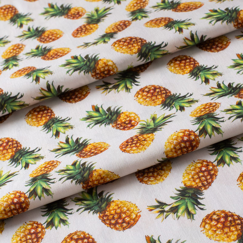 Tissu-coton-blanc-ananas