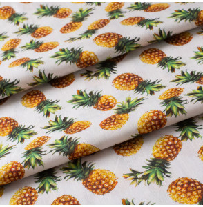 Tissu-coton-blanc-ananas