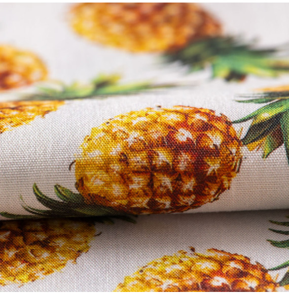Tissu-coton-blanc-ananas