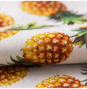 Tissu-coton-blanc-ananas