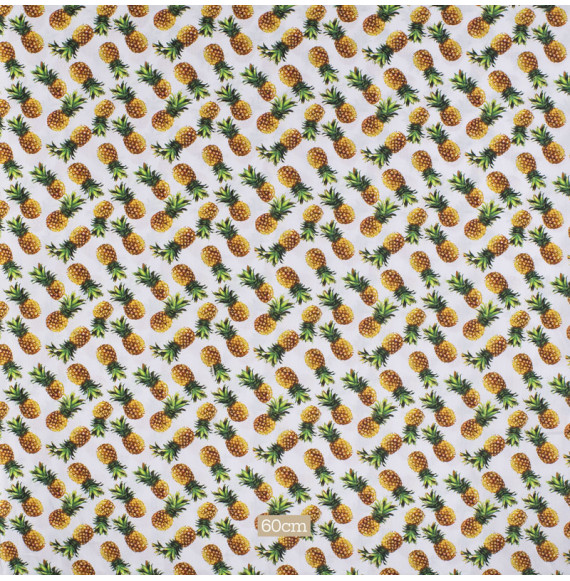 Tissu-coton-blanc-ananas
