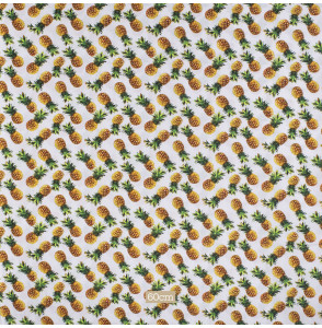 Tissu-coton-blanc-ananas