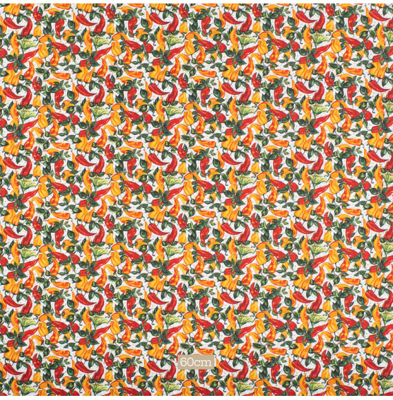 Tissu-coton-blanc-piments