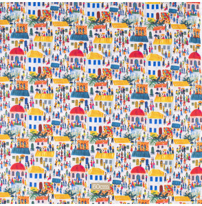 Tissu-coton-multicolore-village-africain