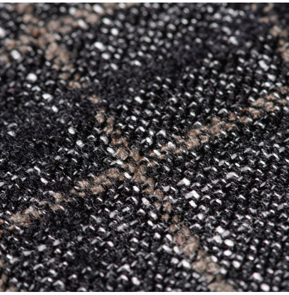 TISSU-EN-LAINE-FINE-AU-TOUCHÉ-DOUX-QUADRILLAGE-GRIS-SUR-FOND-NOIR-CHINÉ