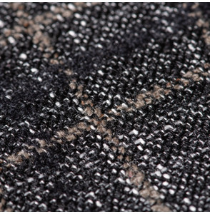 TISSU-EN-LAINE-FINE-AU-TOUCHÉ-DOUX-QUADRILLAGE-GRIS-SUR-FOND-NOIR-CHINÉ