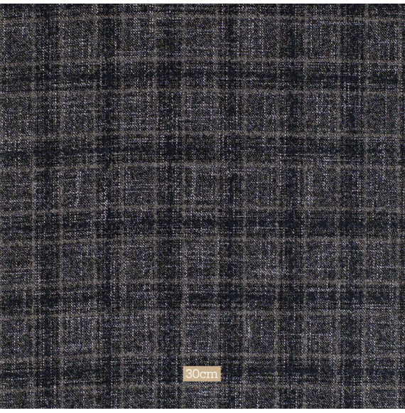 TISSU-EN-LAINE-FINE-AU-TOUCHÉ-DOUX-QUADRILLAGE-GRIS-SUR-FOND-NOIR-CHINÉ