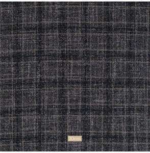 TISSU-EN-LAINE-FINE-AU-TOUCHÉ-DOUX-QUADRILLAGE-GRIS-SUR-FOND-NOIR-CHINÉ