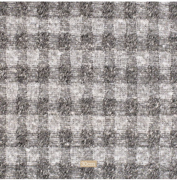 TISSU-MAILLE-EXCEPTIONNELLE-EN-LAINE-ET-SOIE-AGNONA-MADE-IN-ITALY-VICHY-NOIR-ET-BLANC