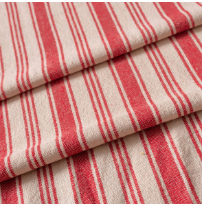 Stof-katoen-naturel-gestreept-rood