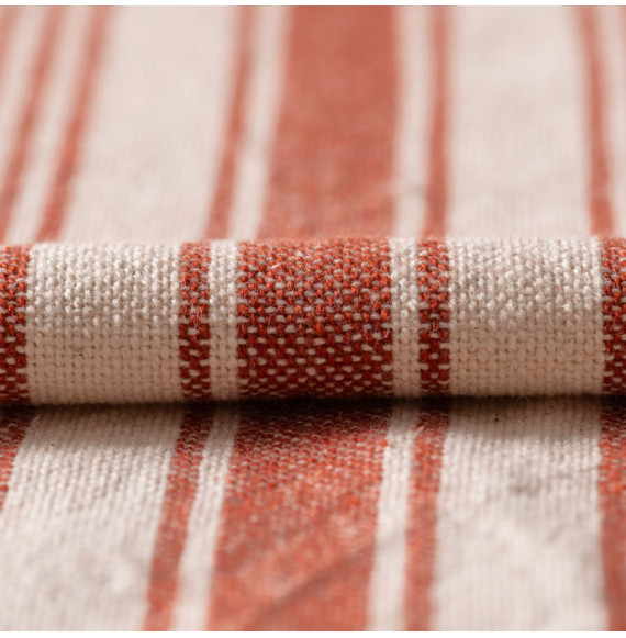 Stof-katoen-naturel-gestreept-terracotta