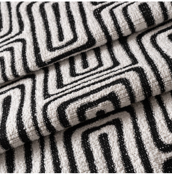 Tissu-structuré-bouclette-ethnique-noir-et-blanc